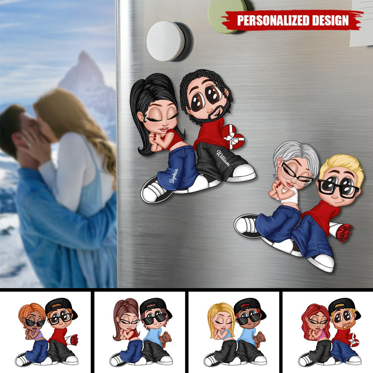 Y2K Style Couple-Personalized Acrylic Fridge Magnet-Heartfelt Gift For Couple