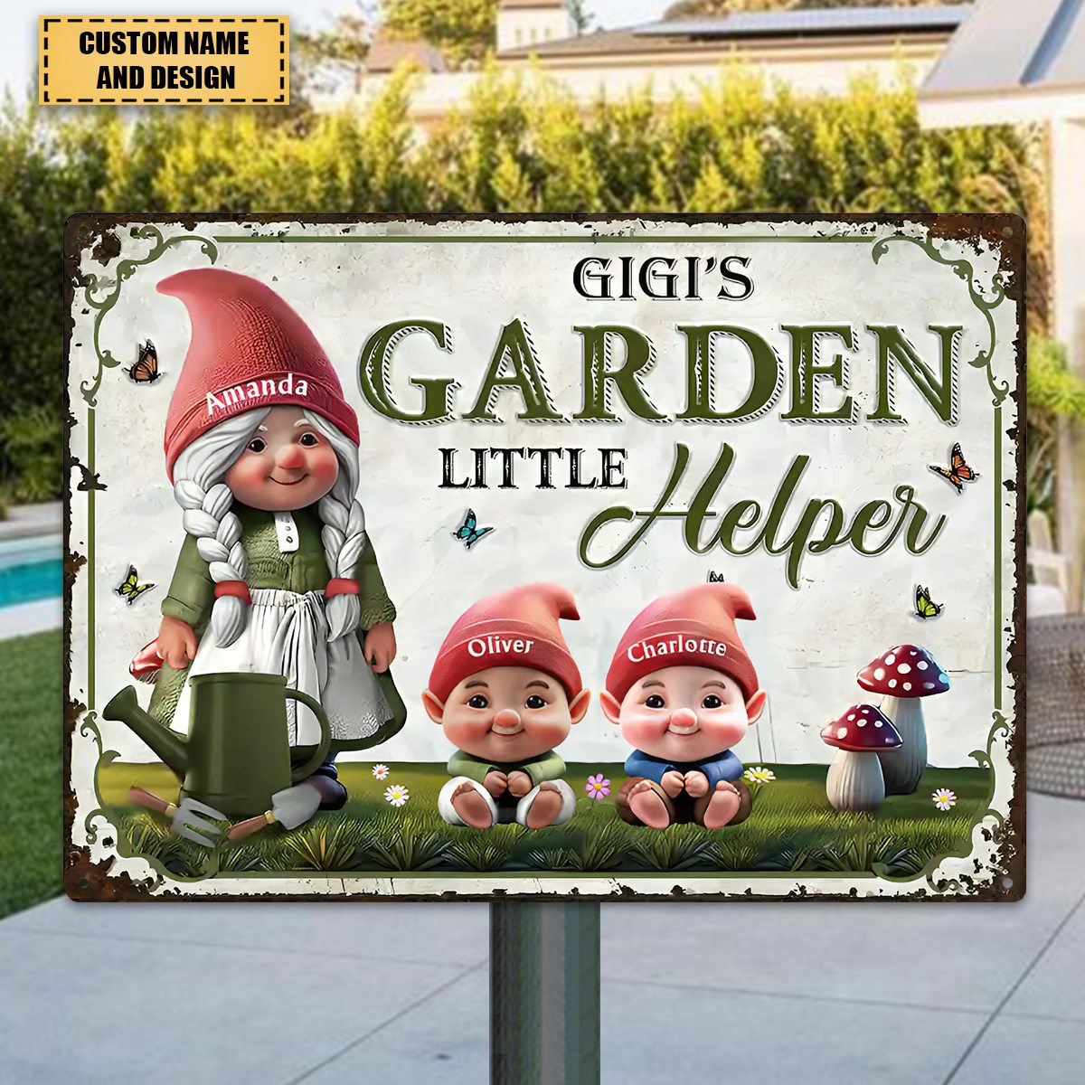 Grandma's Garden Little Helpers - Personalized Classic Metal Signs