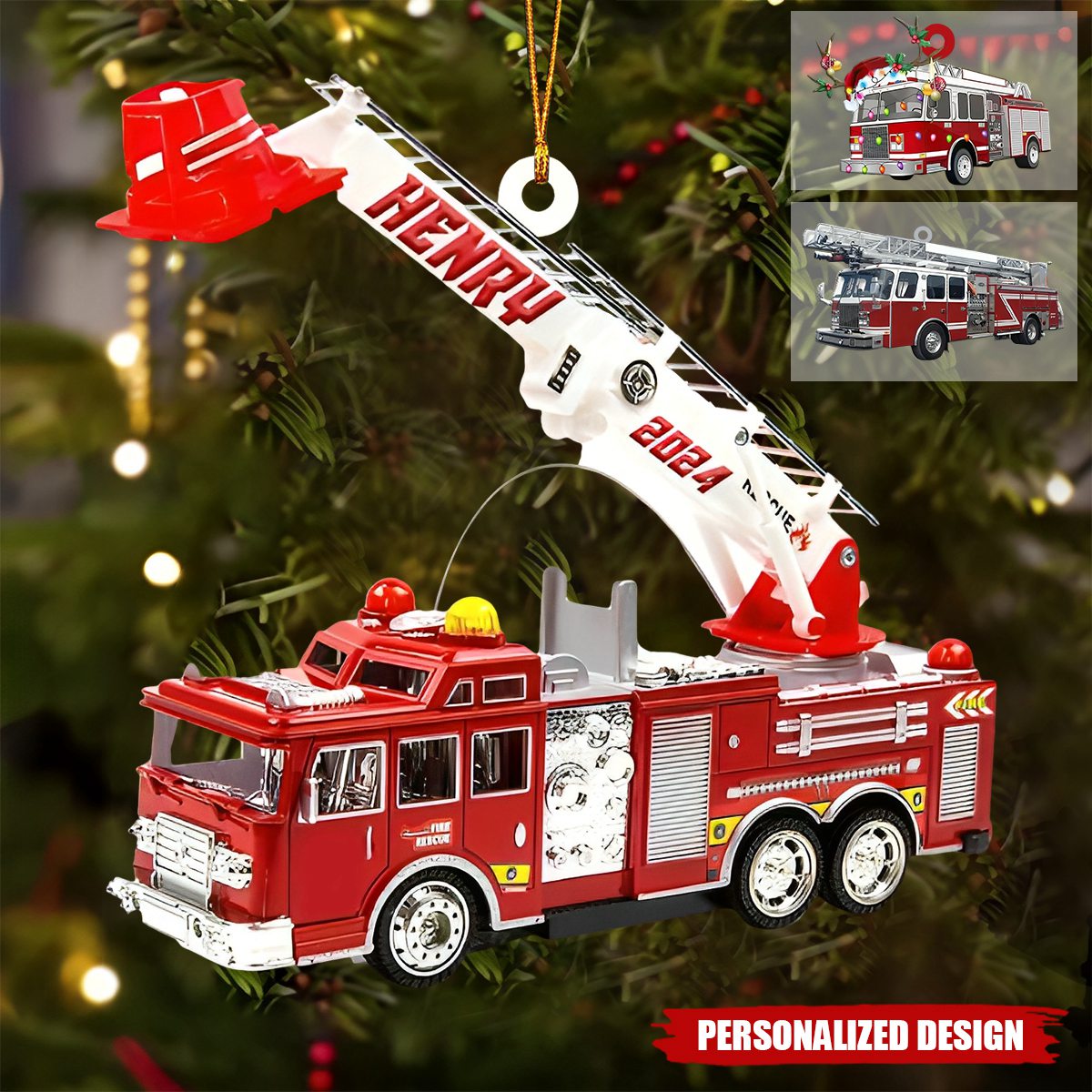 2024 New Release Christmas Tree Decor Gift For Firefighter,Personalized Fire Truck Christmas Ornament