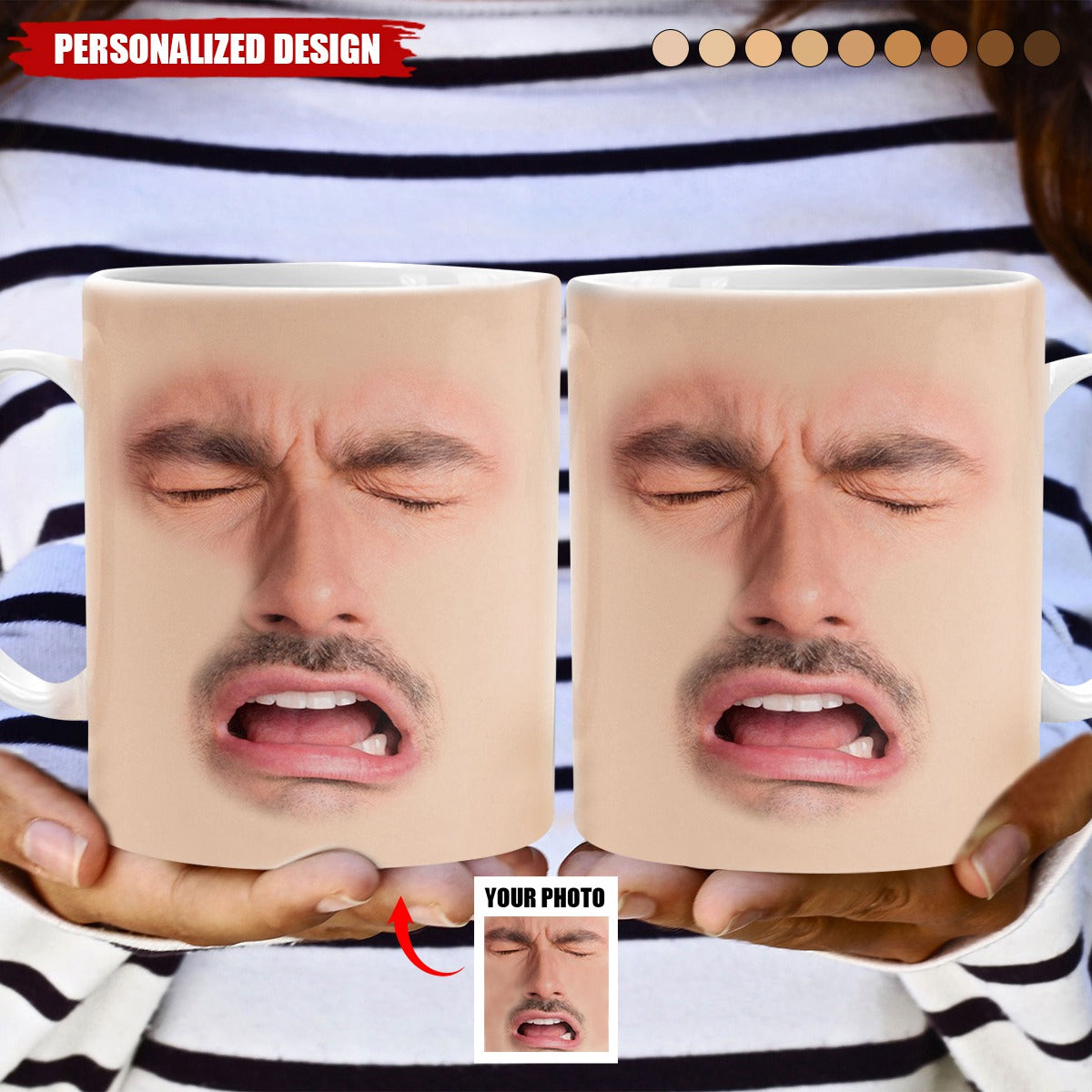 Funny Face-Personalized Photo Mug-Gift For Coworkers,Friends,Boss,Dad