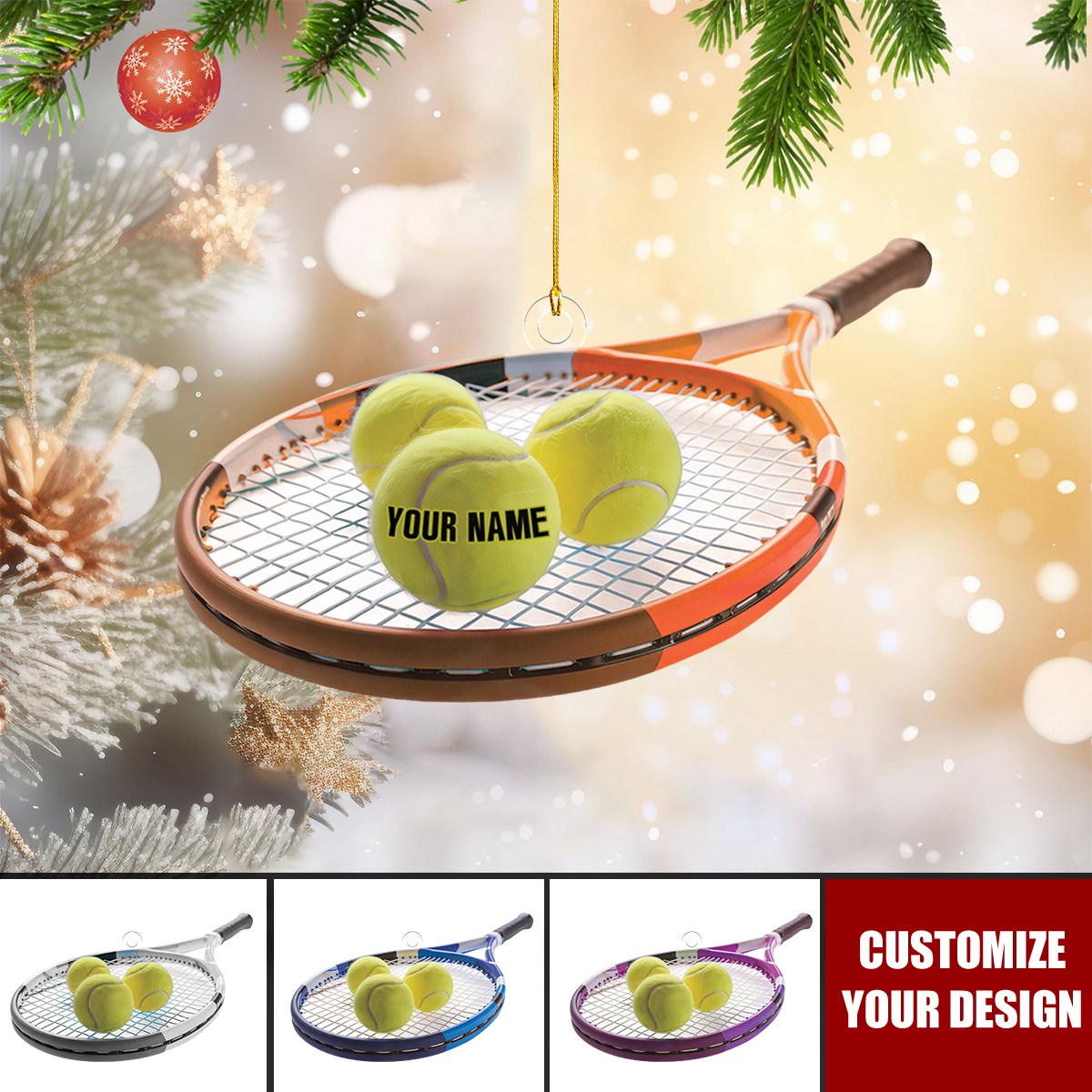 Personalized Tennis Christmas Ornament, 2024 New Release Tennis Ball Ornament