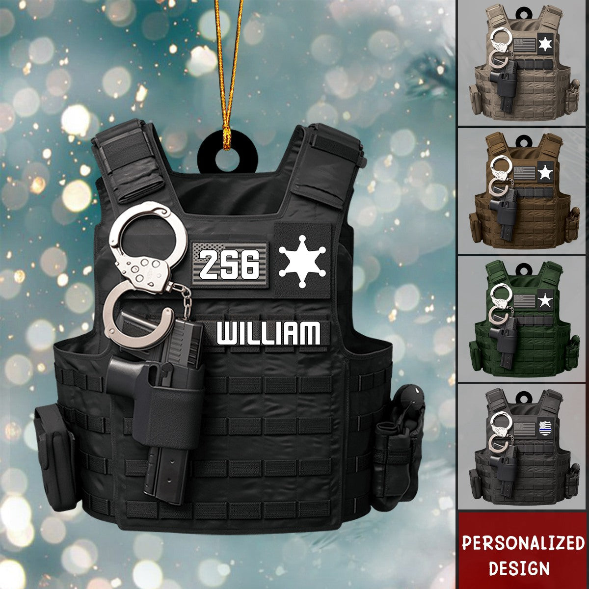 2024 New Release Custom Logo Police Christmas Personalized Two Sided Shaped Christmas Ornament