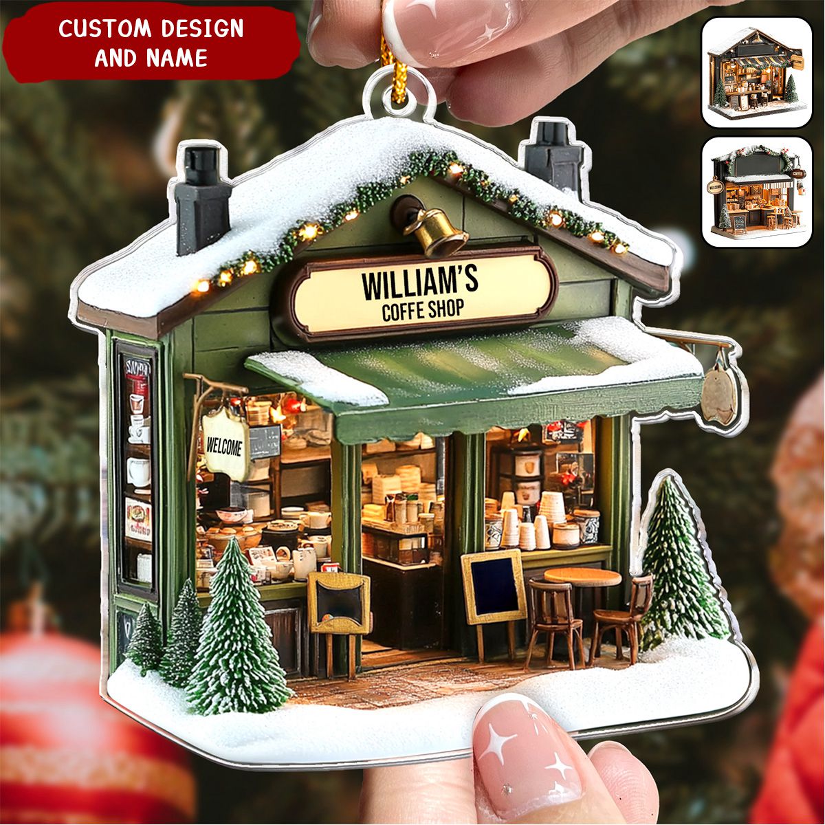 Personalized Coffee Shop,Coffee Bar, Coffee Store Christmas Ornament-2024 New Release