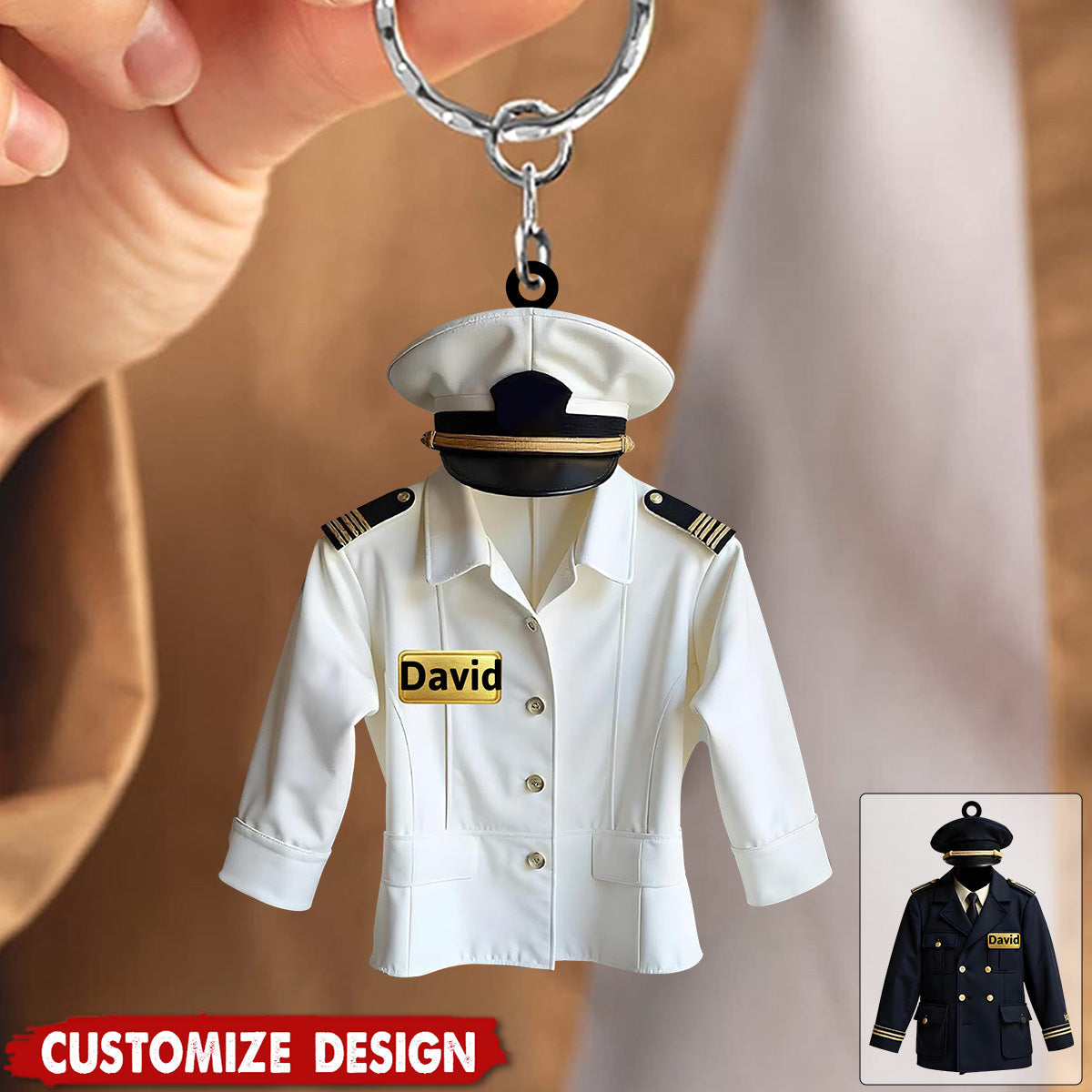 Personalized Pilot Uniform Keychain - Gift For Pilot