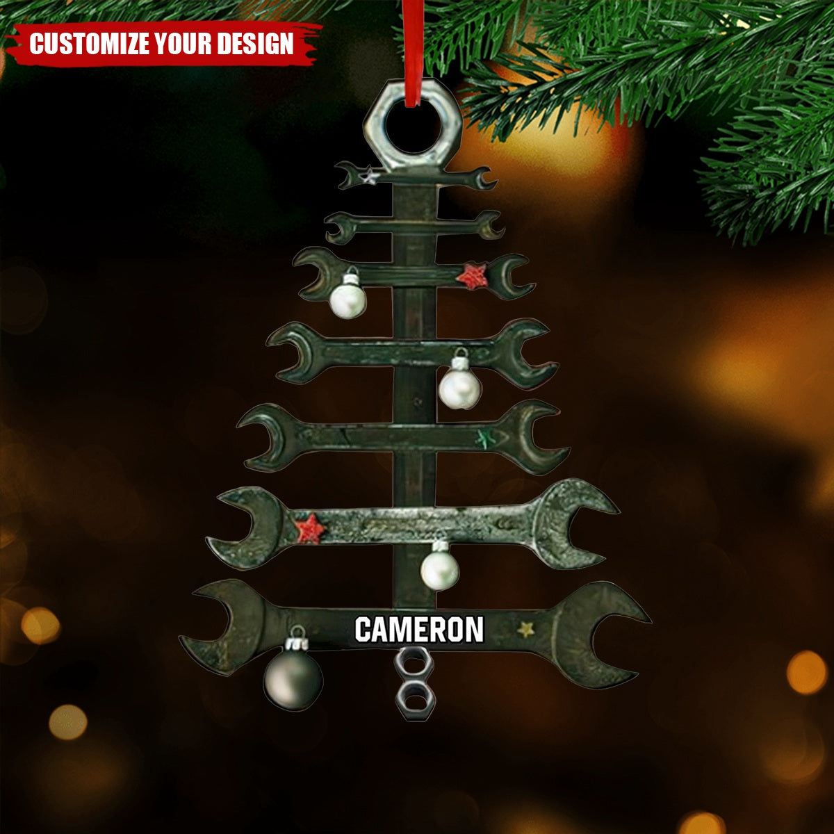 Personalized Wrench Tree Shape Christmas Ornament - 2024 New Release