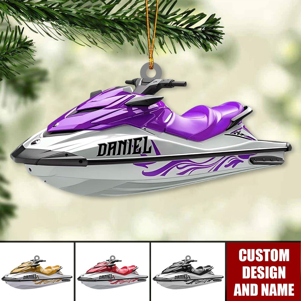 Personalized Jet Boat Ski Christmas Ornament, Skiing Jet Boat Christmas Tree Ornament - 2024 New Release