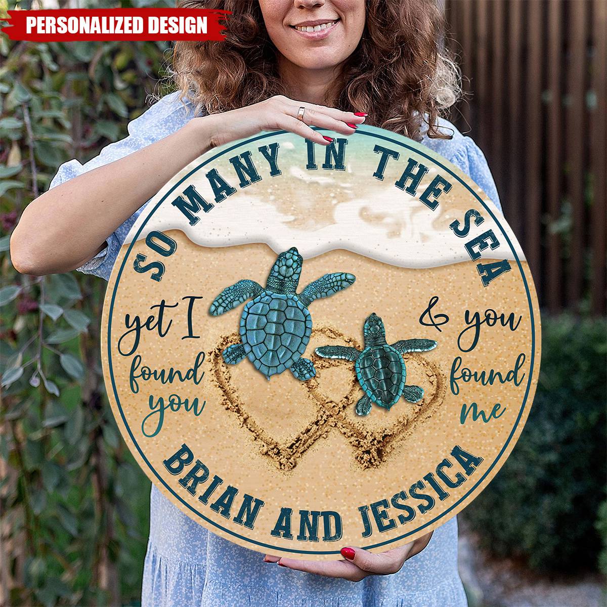 Couple Sea Turtle-Personalized Wooden Sign-Valentines Holiday Gifts For Lover
