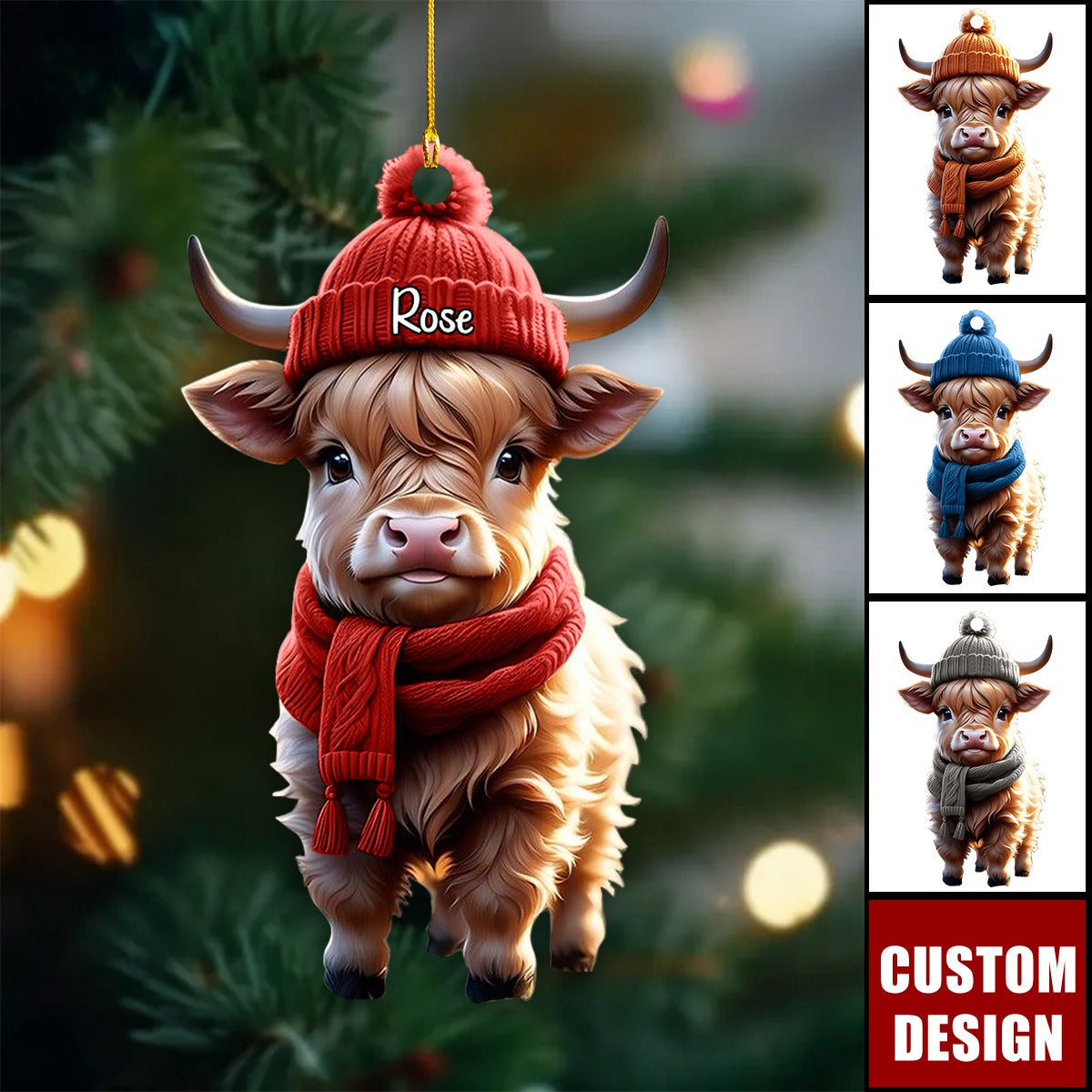 Personalized Highland Cow Scotland Ornament-Gift For Farmer-2024 New Release