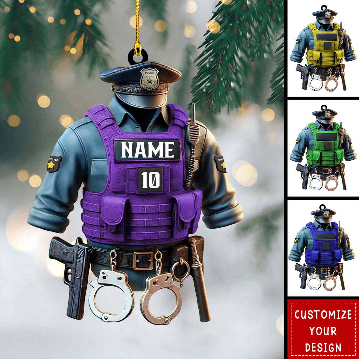 Personalized Police Officer Ornament,Custom Name & Badge Number - 2024 New Release