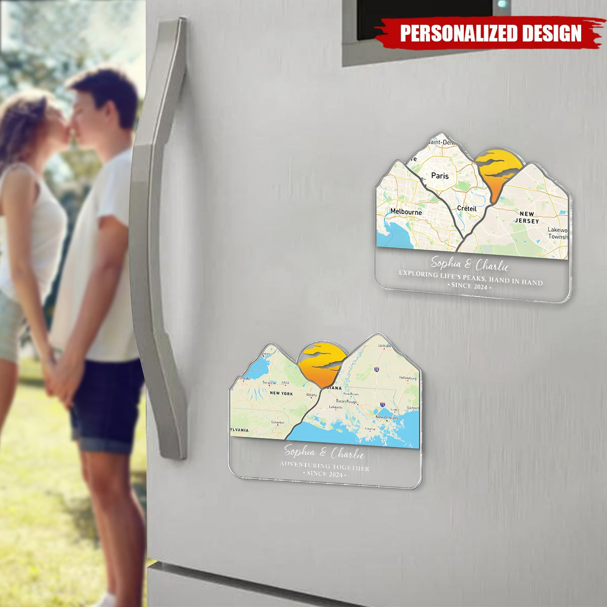 Adventure Together Mountain-Personalized Acrylic Magnet-Anniversary Valentine's Day Gift