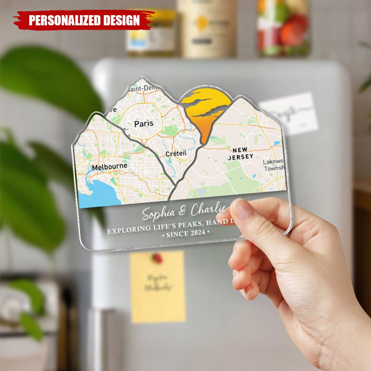 Adventure Together Mountain-Personalized Acrylic Magnet-Anniversary Valentine's Day Gift