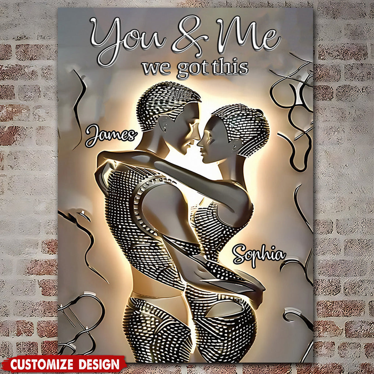 It's You & Me - Personalized African American Rectangle Metal Sign