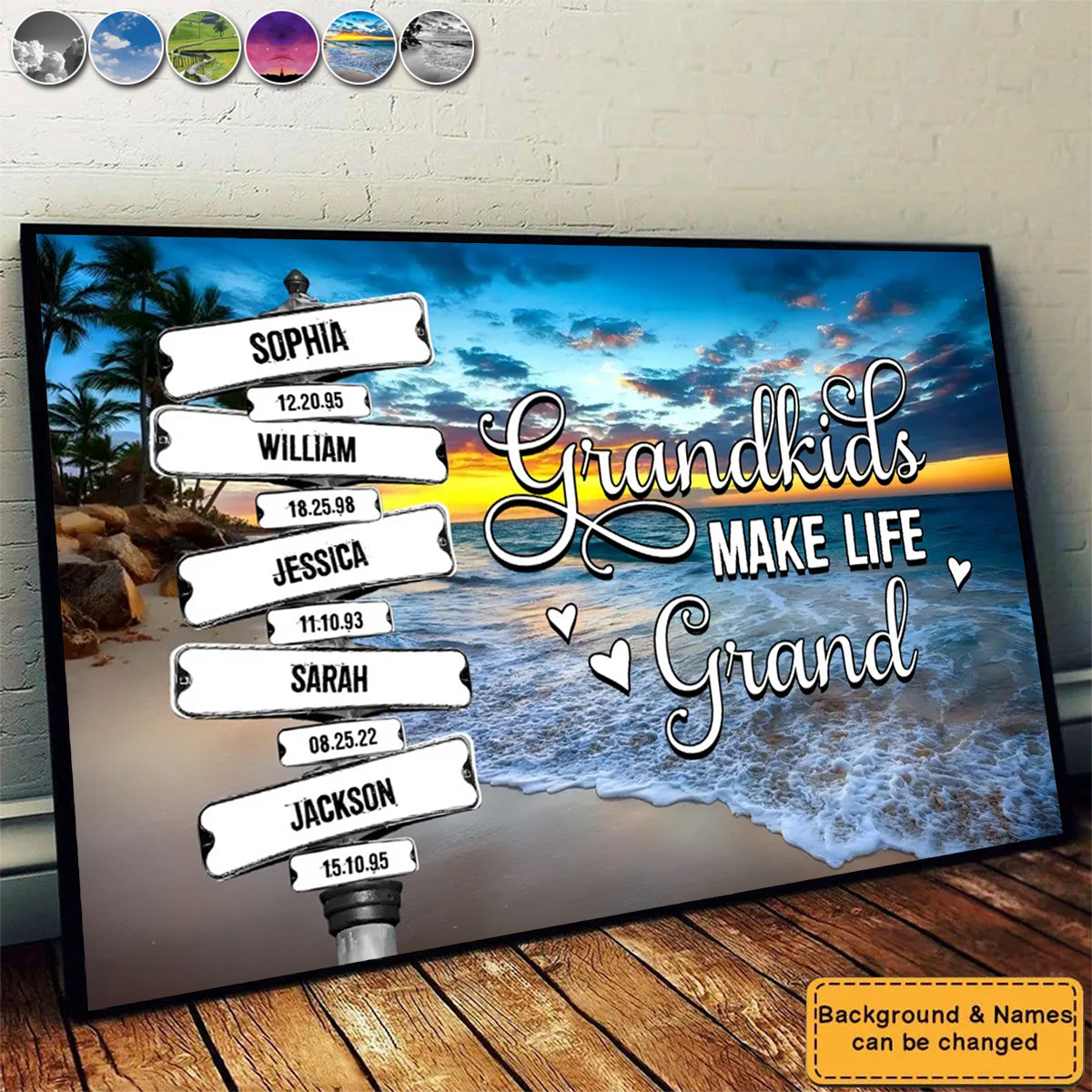 Personalized Gift For Grandma Street Signs With Grandkids Names Poster