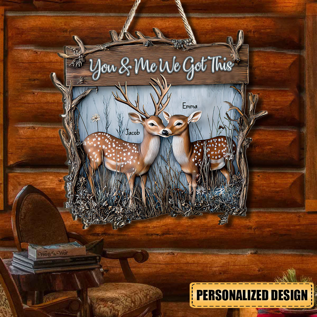 You And Me We Got This Dear Couple - Personalized Hunting Wood Sign