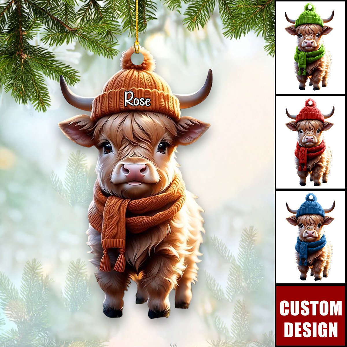 Personalized Highland Cow Scotland Ornament-Gift For Farmer-2024 New Release