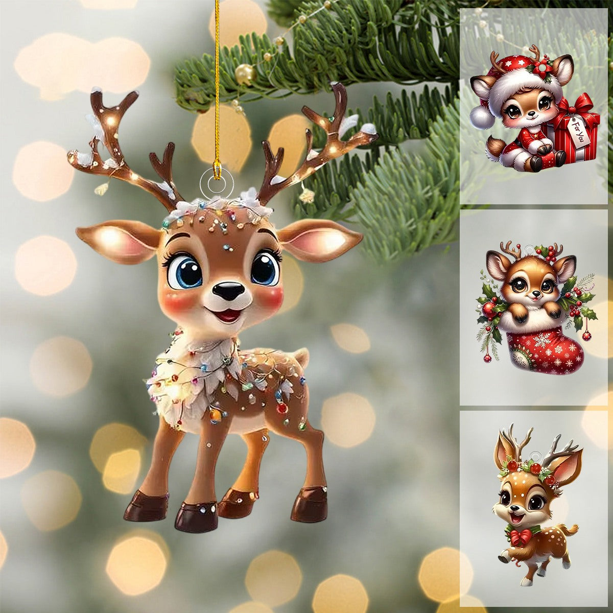Cartoon Fawn Christmas Ornaments-2024 New Release