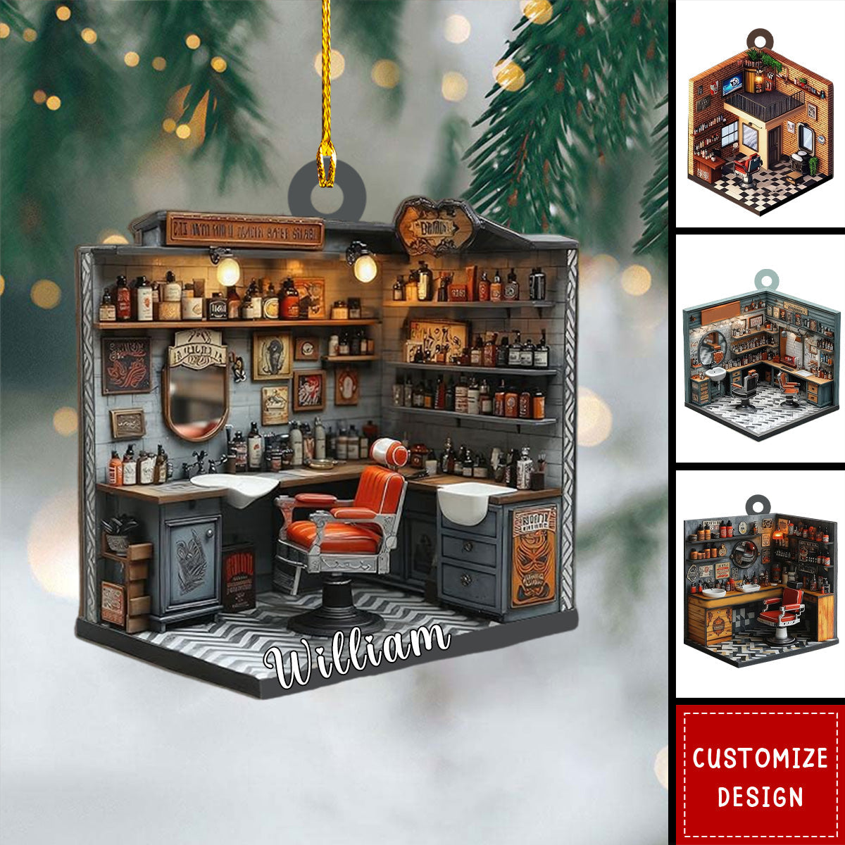 Personalized Hair Salon Acrylic Ornament - Gift For Hairdresser - 2024 New Release