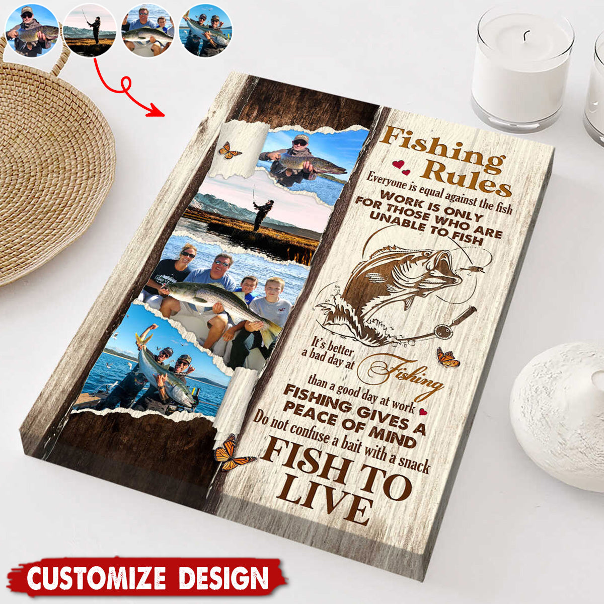 Personalized Fishing Photo Poster, Gift For Fishing Lovers