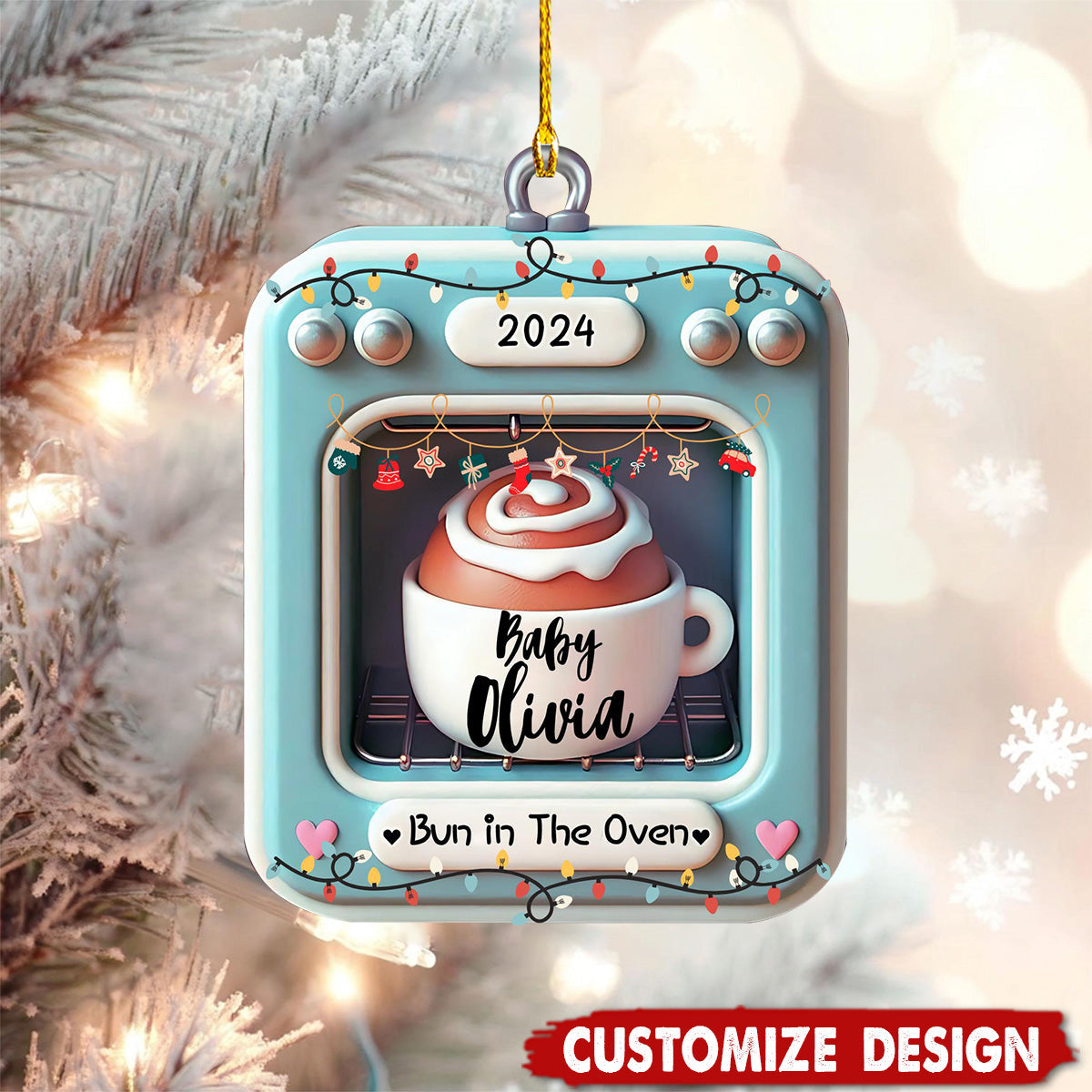Bun in The Oven-Personalized Pregnancy Christmas Ornament-2024 New Release