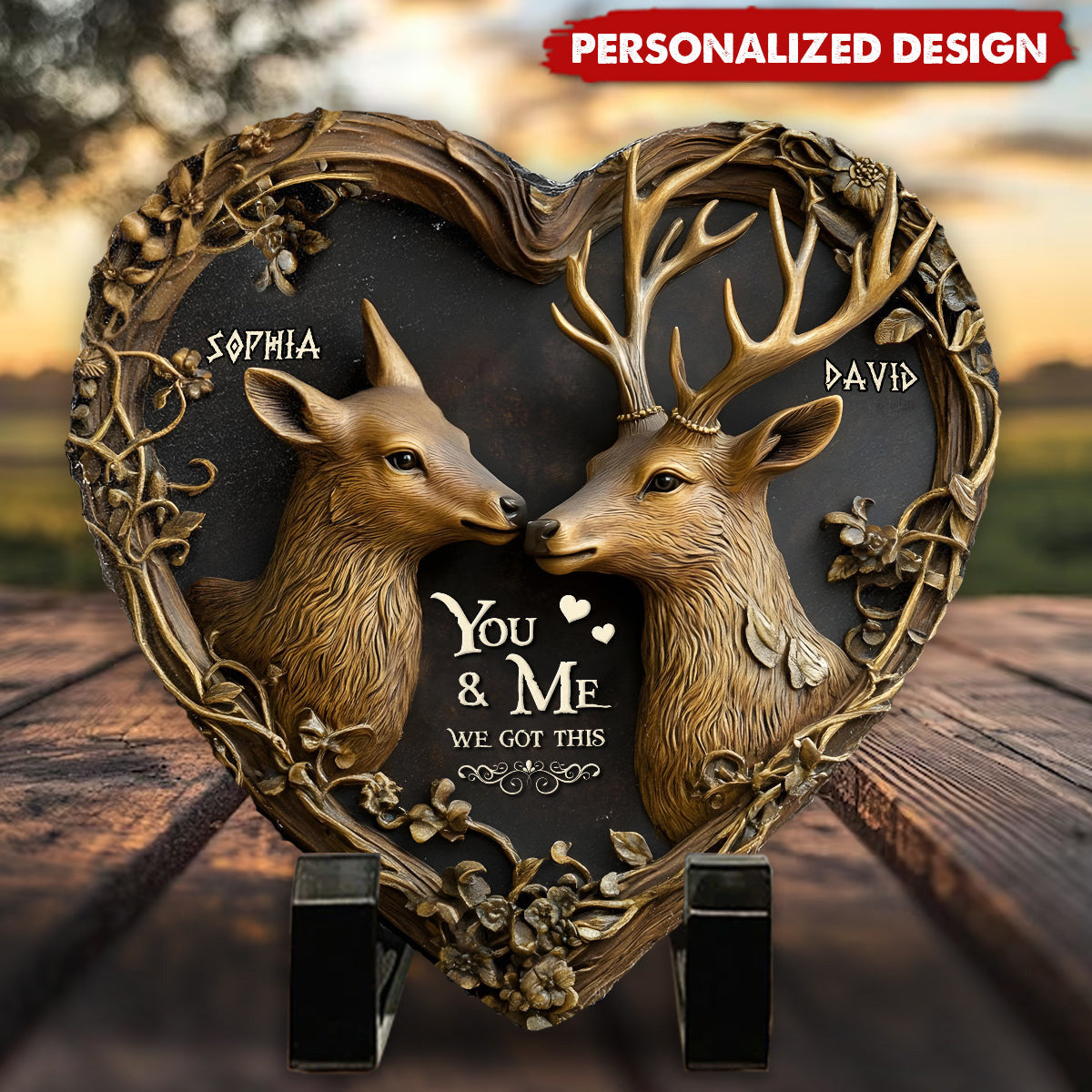 You & Me We Got This-Personalized Hunting Heart Shaped Stone-Couple Gift For Her,His