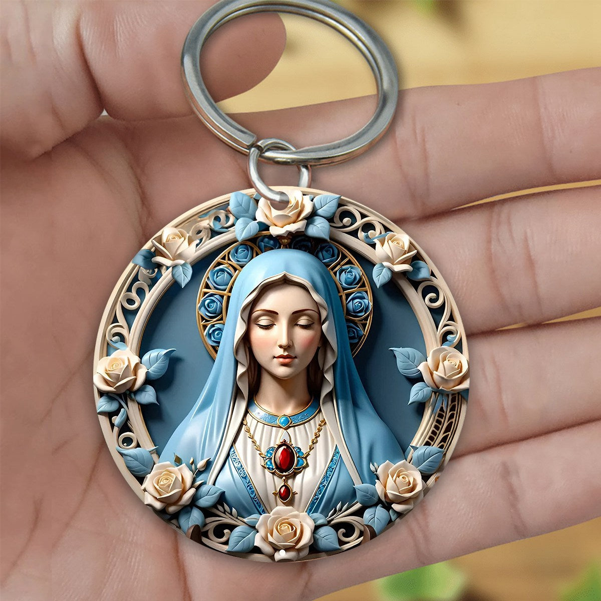 Blessed Virgin Mary Keychain - Gifts for Religious People