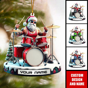 Personalized Drummer Santa Christmas Ornament - Gift For Drummer - 2024 New Release