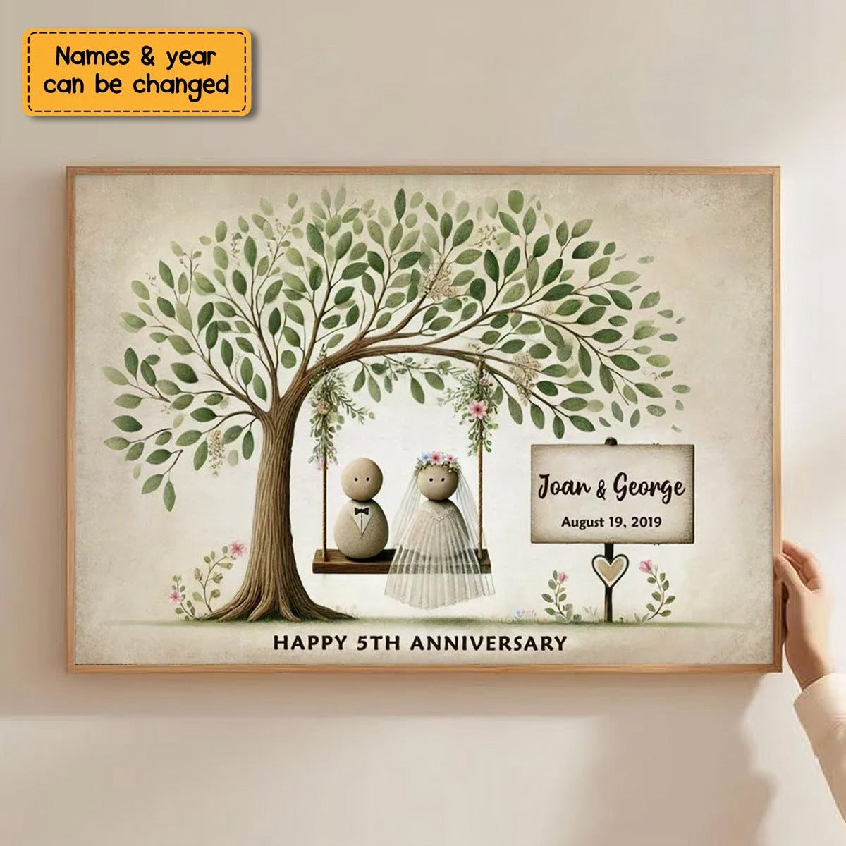 Personalized Wedding Pebble Mr & Mrs Pebble Art The Day We Got Married Poster