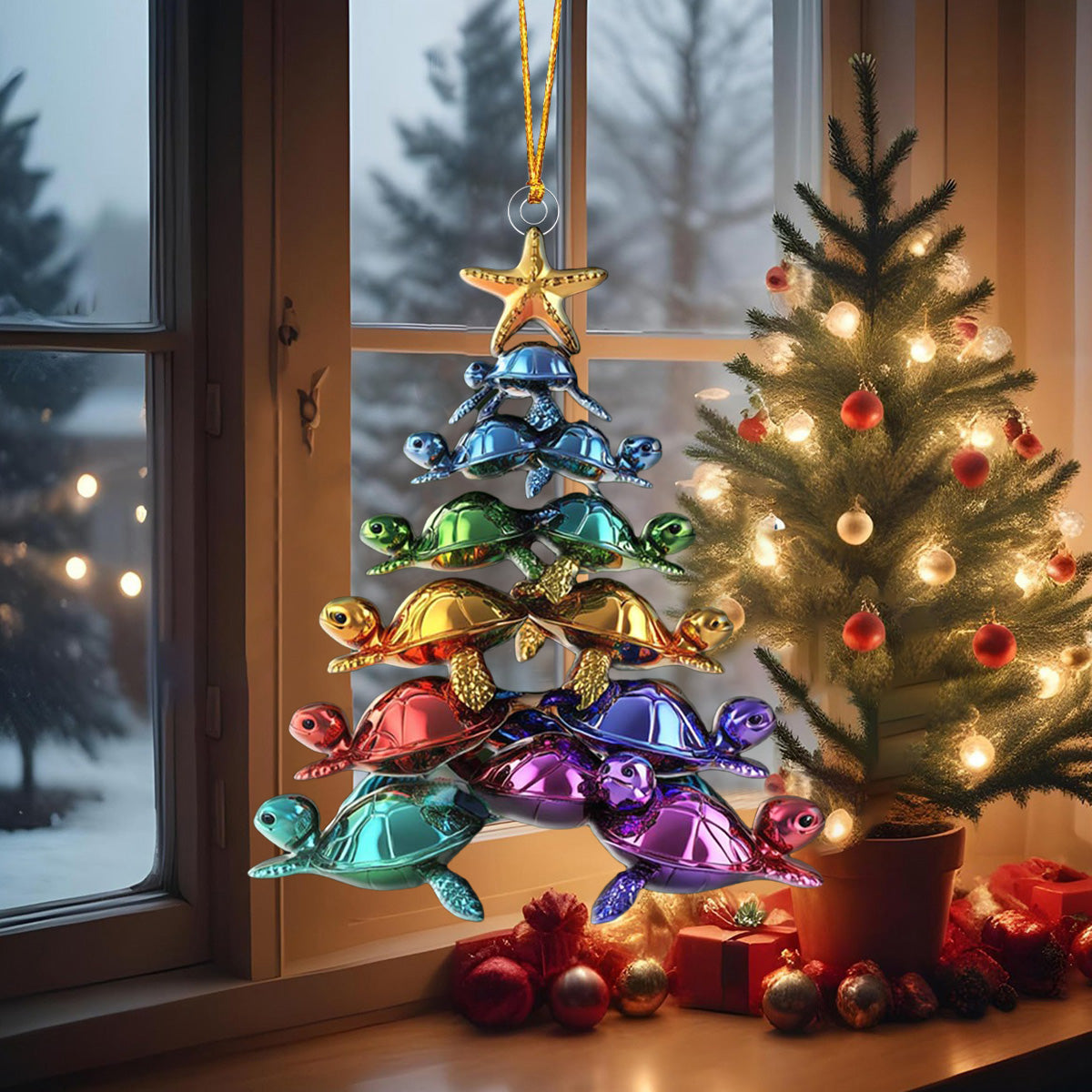 Colorful Sea Turtles Christmas Tree Ornament-2024 New Release