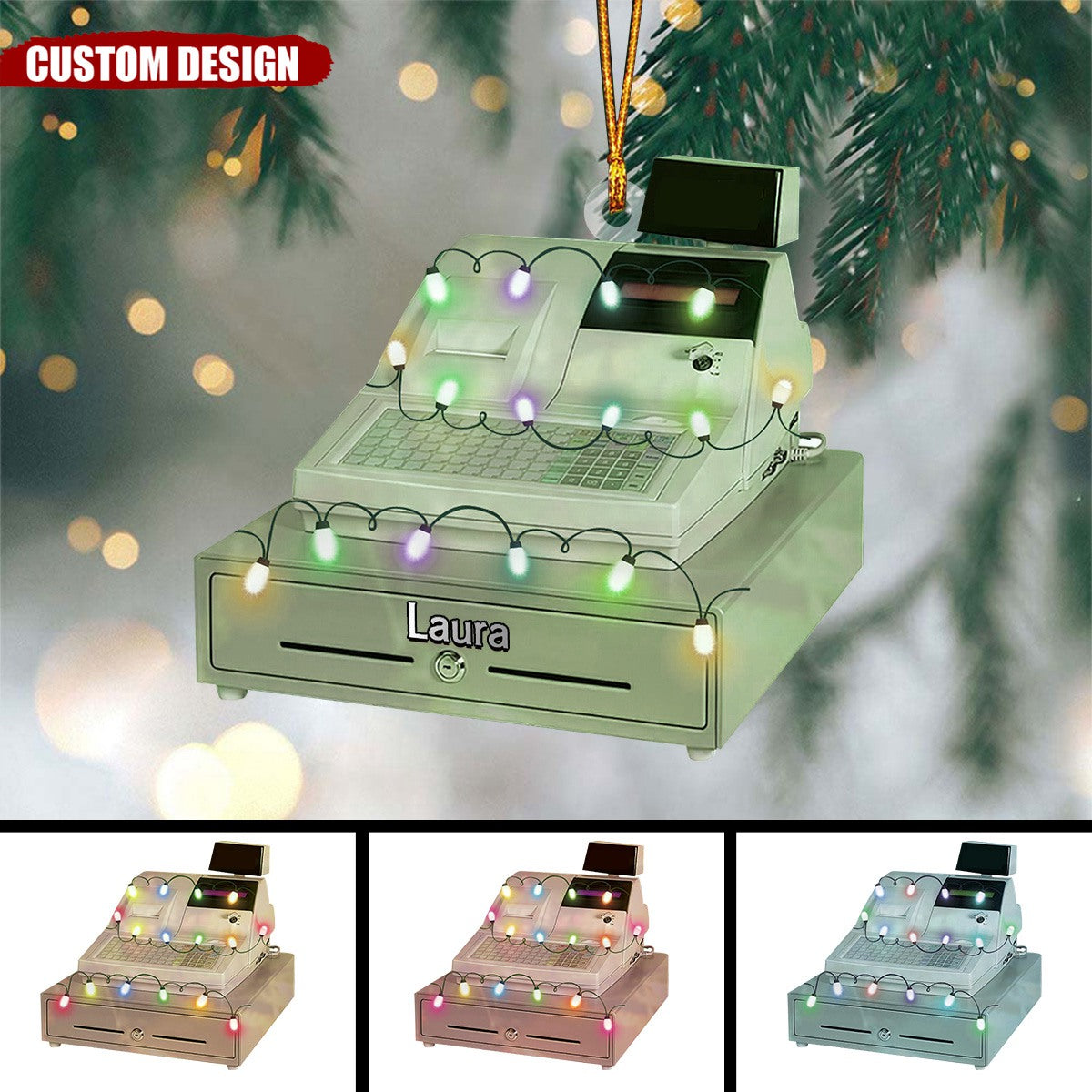 Personalized Cash Register Christmas Ornament -  Gift For Cashier