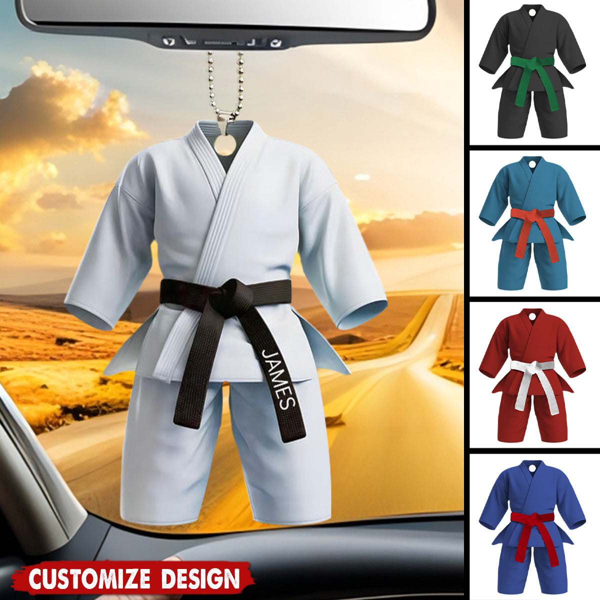 Black Belt Personalized Car Ornament - Gift For Karate,Jiu-Jitsu Lovers
