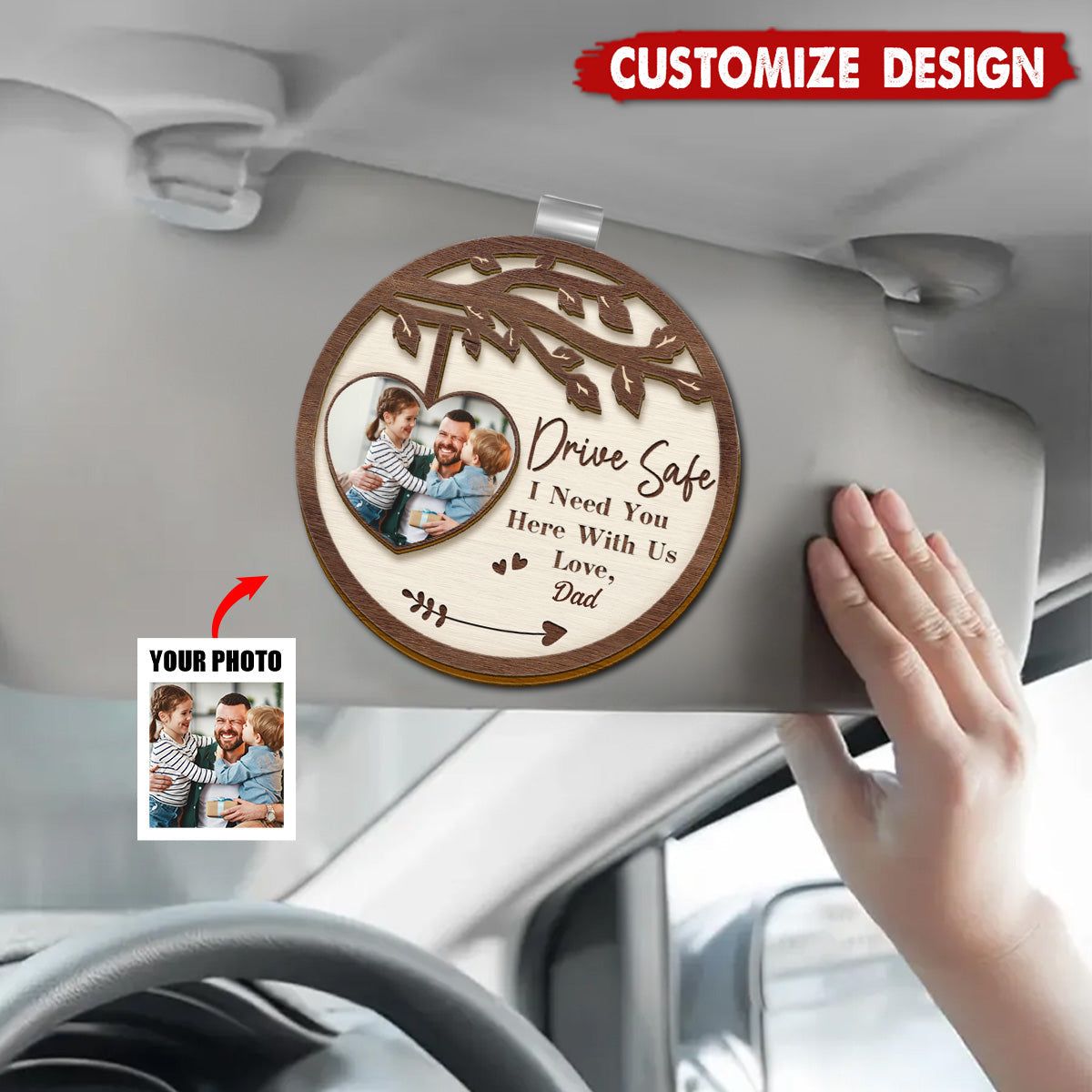 Photo Couple I Need You Here With Me - Personalized Custom Shaped Car Visor Clip