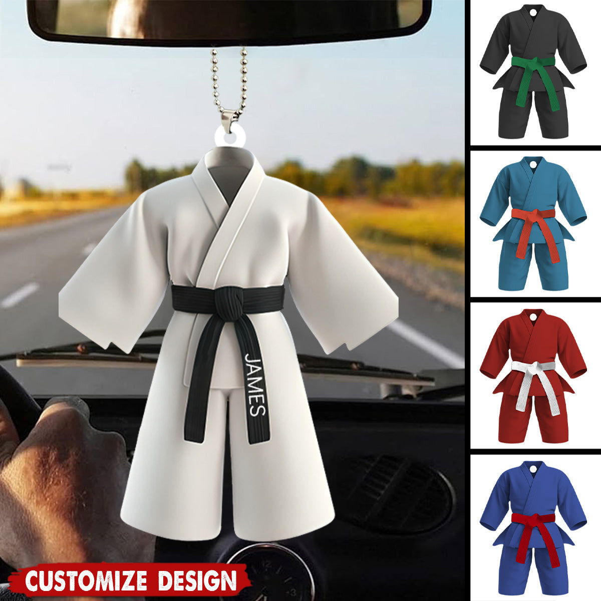 Black Belt Car Ornament - Personalized Gift For Karate,Jiu-Jitsu Lovers