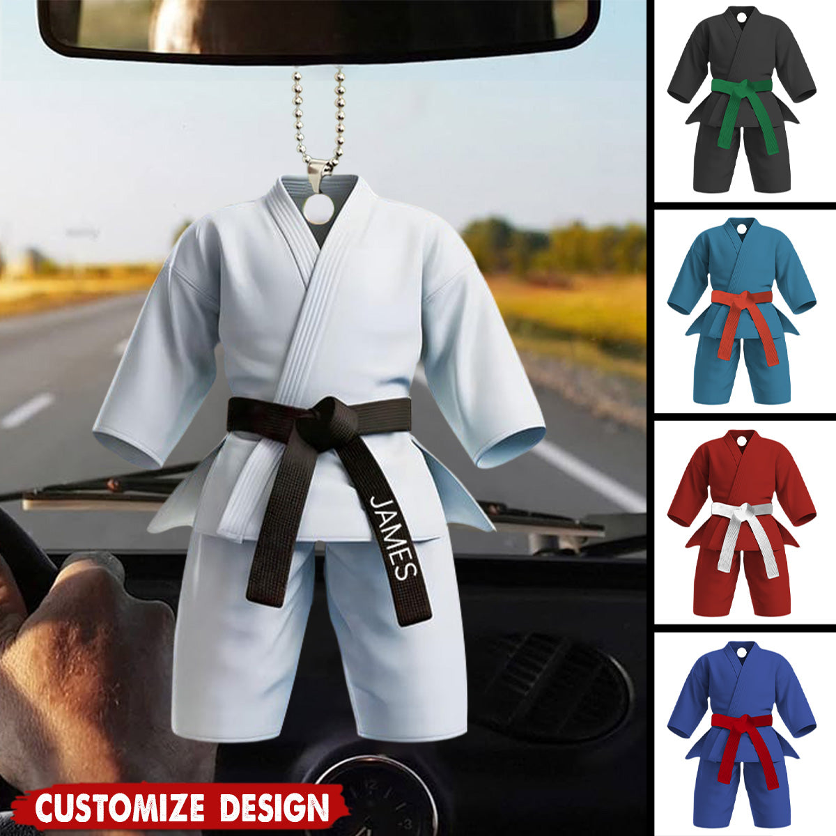 Black Belt Personalized Car Ornament - Gift For Karate,Jiu-Jitsu Lovers
