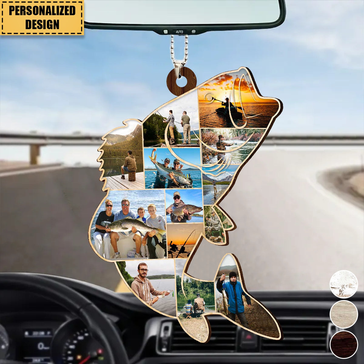 Fishing Photo Collage Personalized Car Ornament - Gift For Fishing Lovers