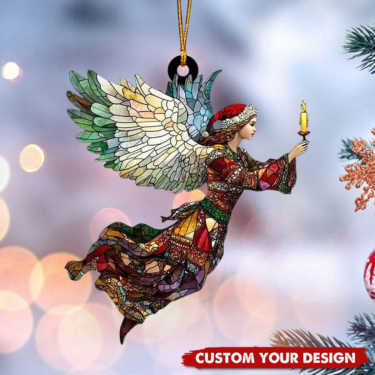 Angel with Candle Acrylic Christmas Ornament - 2024 New Release