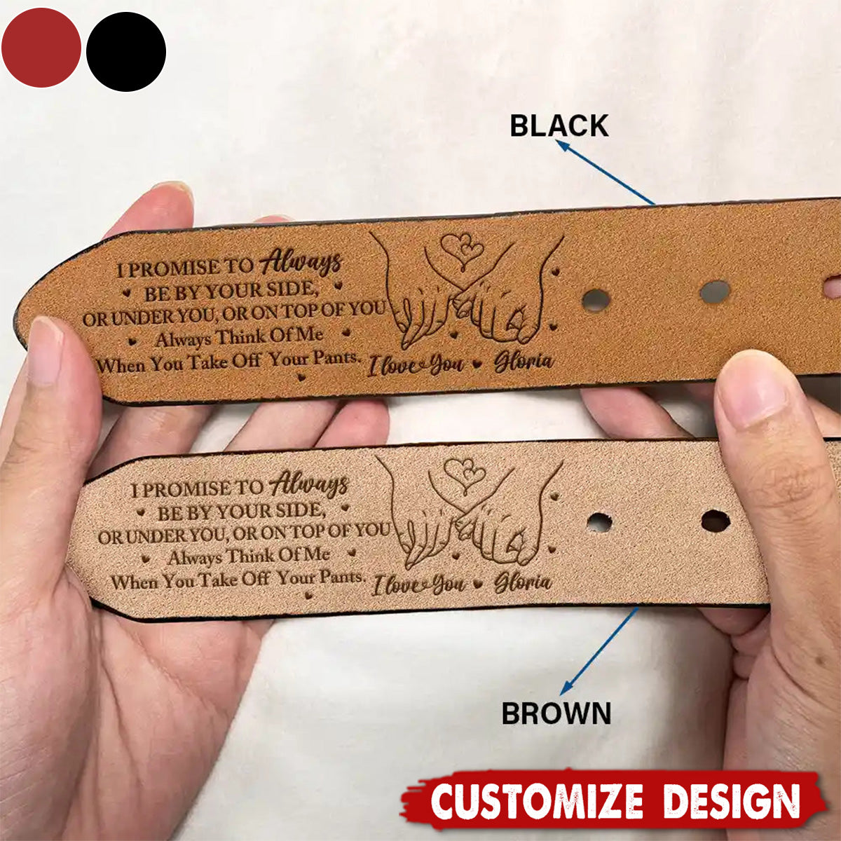 I Promise To Always Be By Your Side - Personalized Engraved Leather Belt