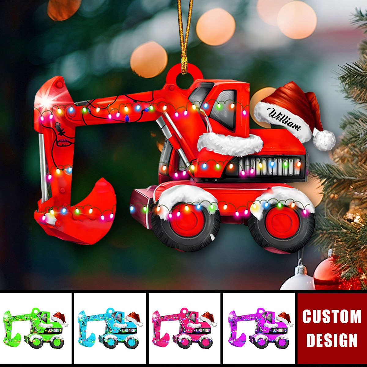 Personalized Excavator Christmas Ornament - 2024 New Release