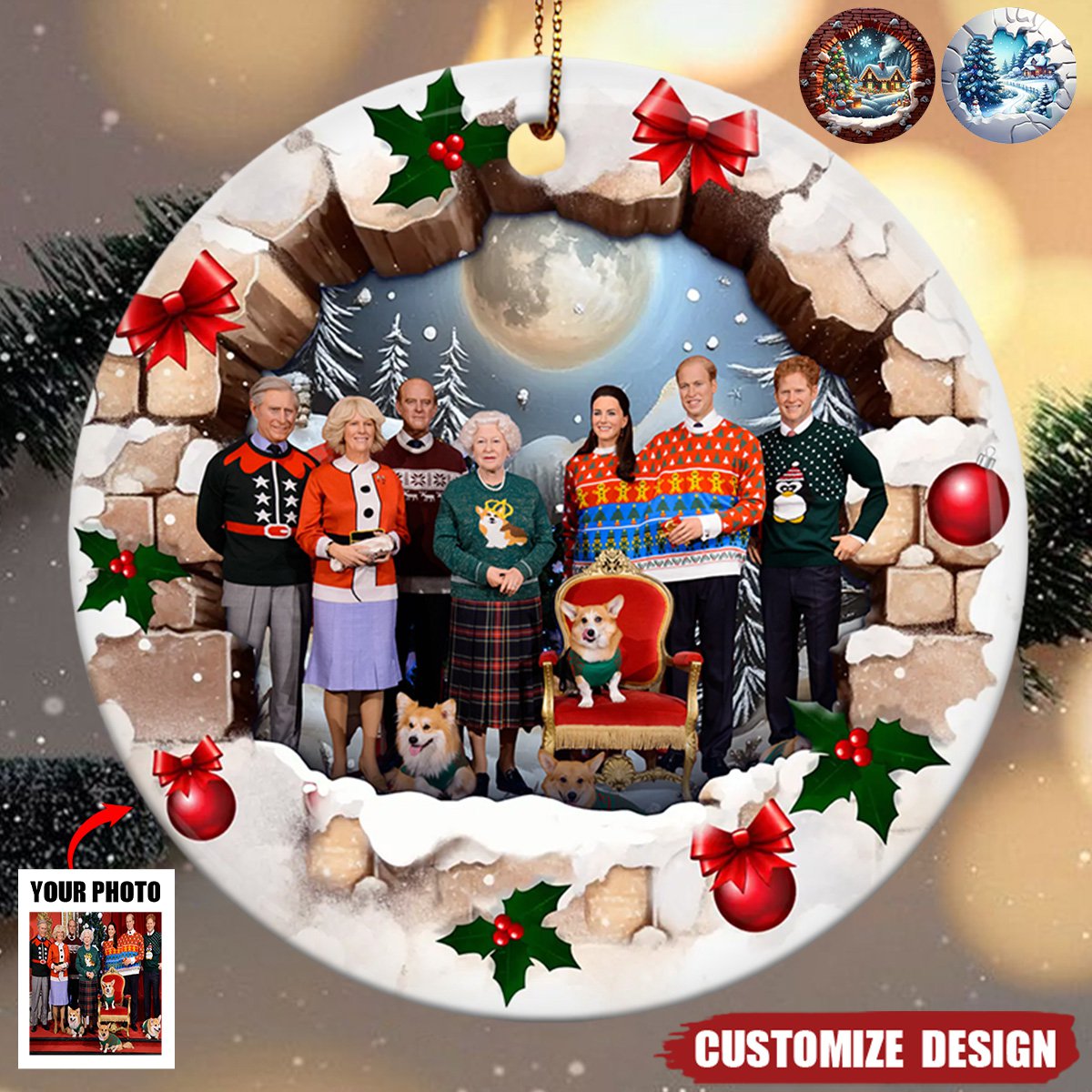 2024 New Release - Custom Photo Together Is The Best Gift Of All - Family Personalized Ceramic Round Shaped Ornament