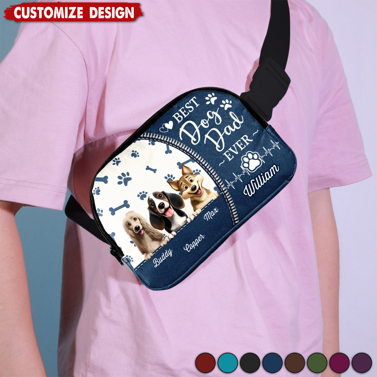 Dog Kisses Fix Everything - Personalized Crossbody Belt Bag