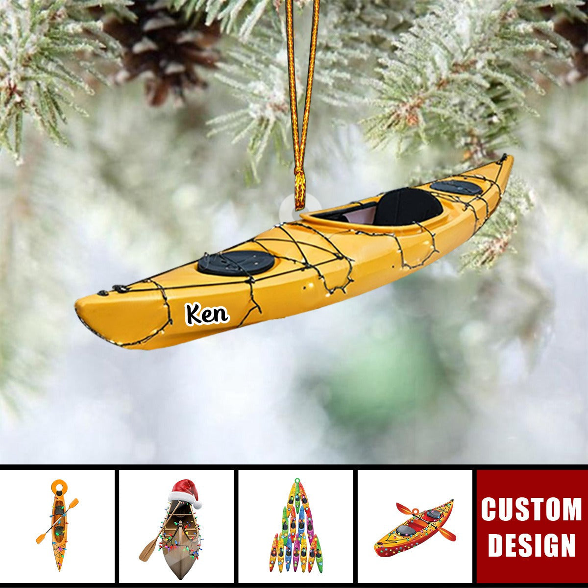 Personalized Kayak Boat Acrylic Christmas Ornament - 2024 New Release