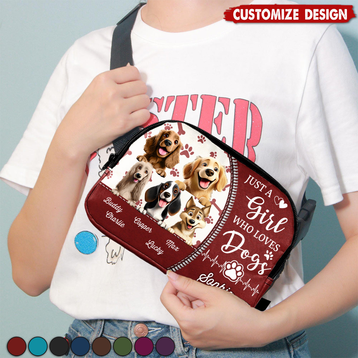 Dog Kisses Fix Everything - Personalized Crossbody Belt Bag