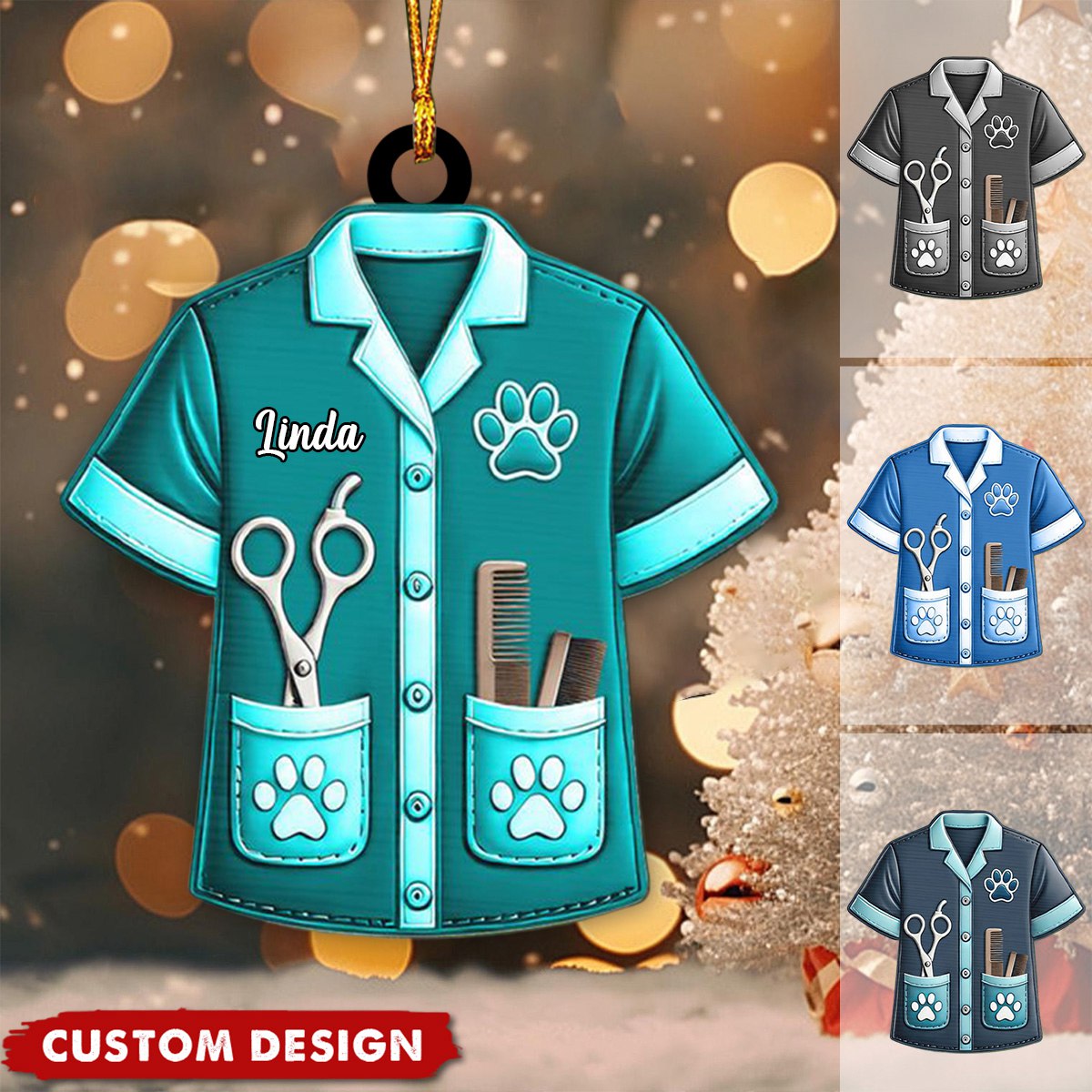 Personalized Dog Cat Pet Groomer Uniform Christmas Ornament, Gift For Groomer - 2024 New Release