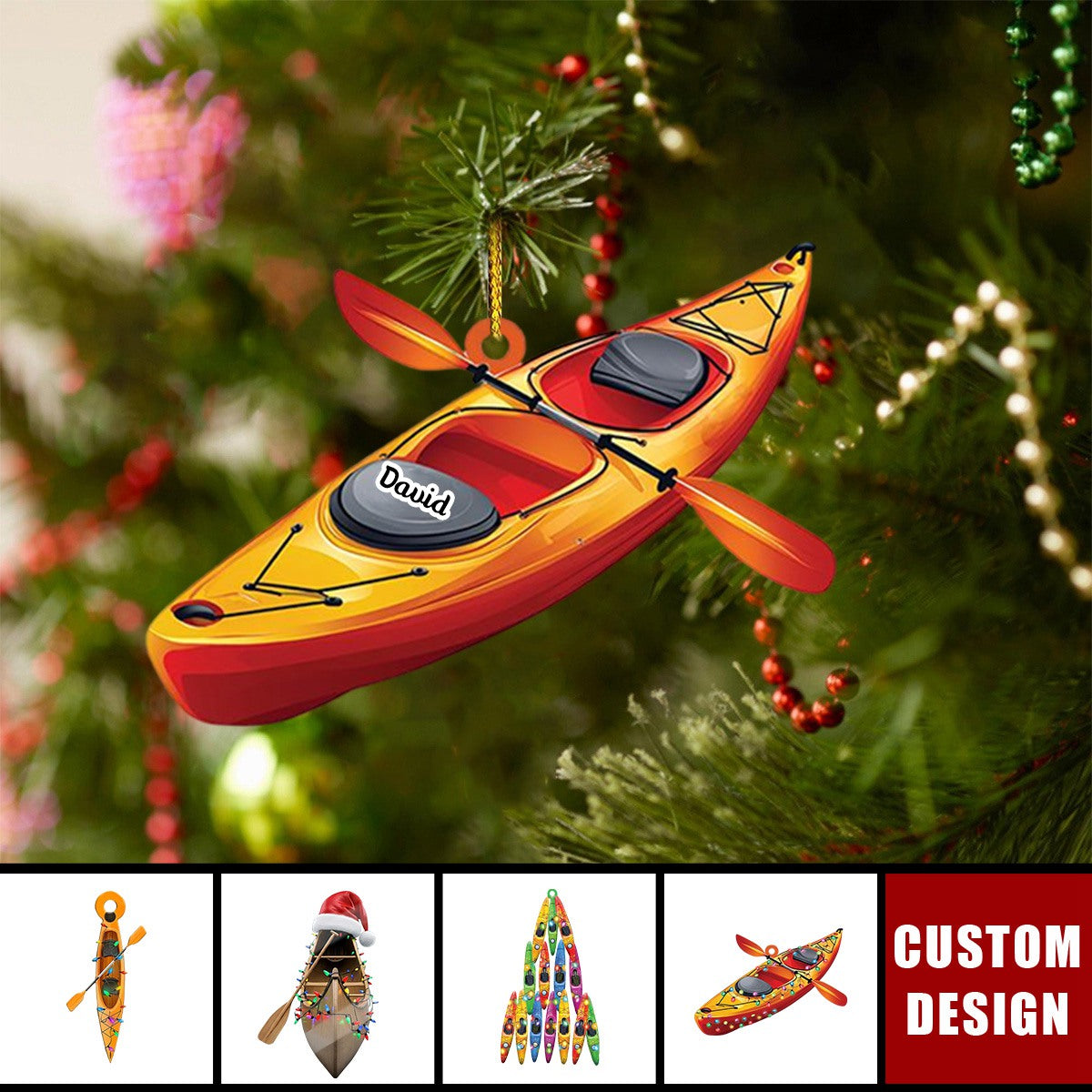 Personalized Kayak Boat Acrylic Christmas Ornament - 2024 New Release