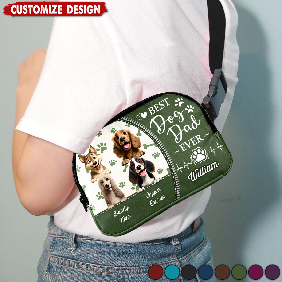 Dog Kisses Fix Everything - Personalized Crossbody Belt Bag