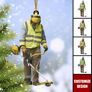 Personalized String Trimmer Christmas Ornament, Tool Scythe Chainsaw Trimmer Ornament - 2024 New Release