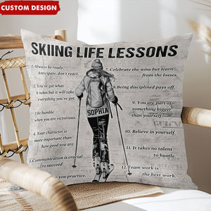 Personalized Skiing Life Lessons Pillow-Gift For Skiing Lovers