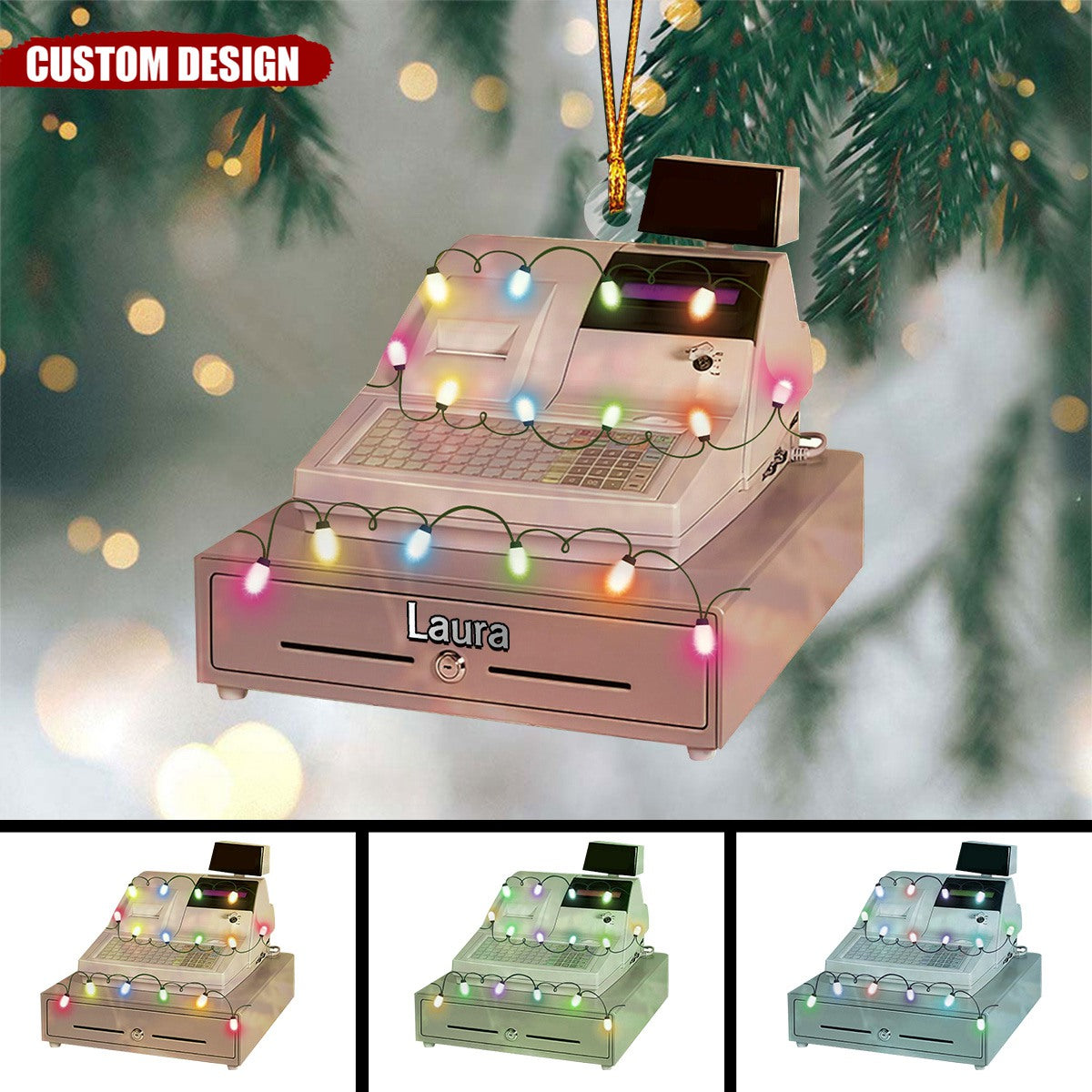 Personalized Cash Register Christmas Ornament -  Gift For Cashier
