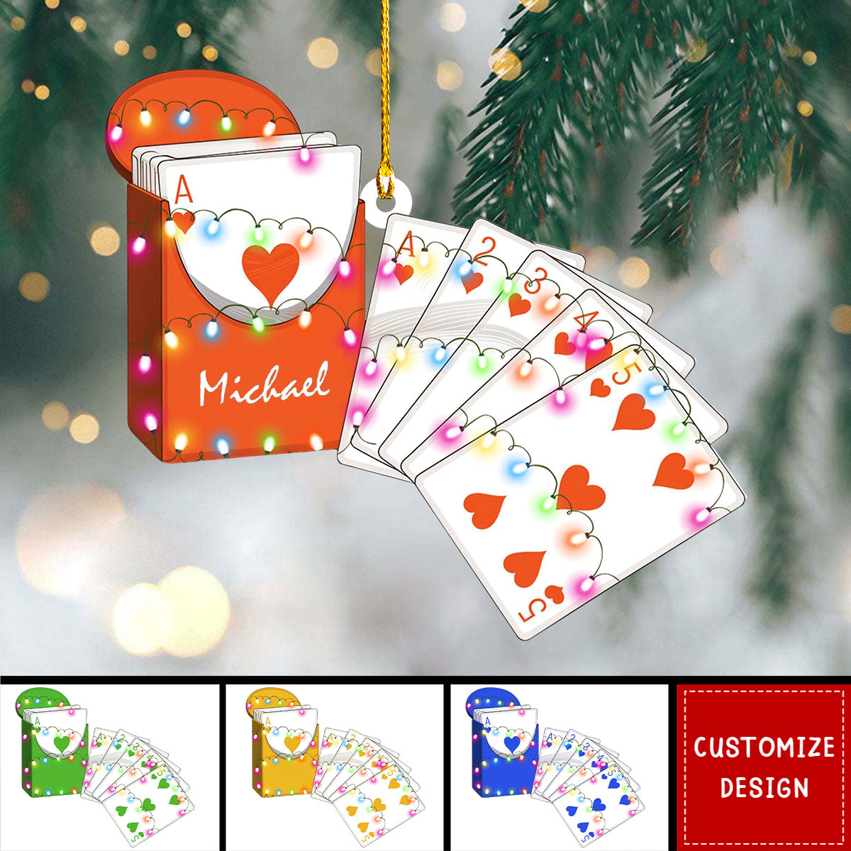 Personalized Poker Christmas Ornament Gift For Card Players-2024 New Release