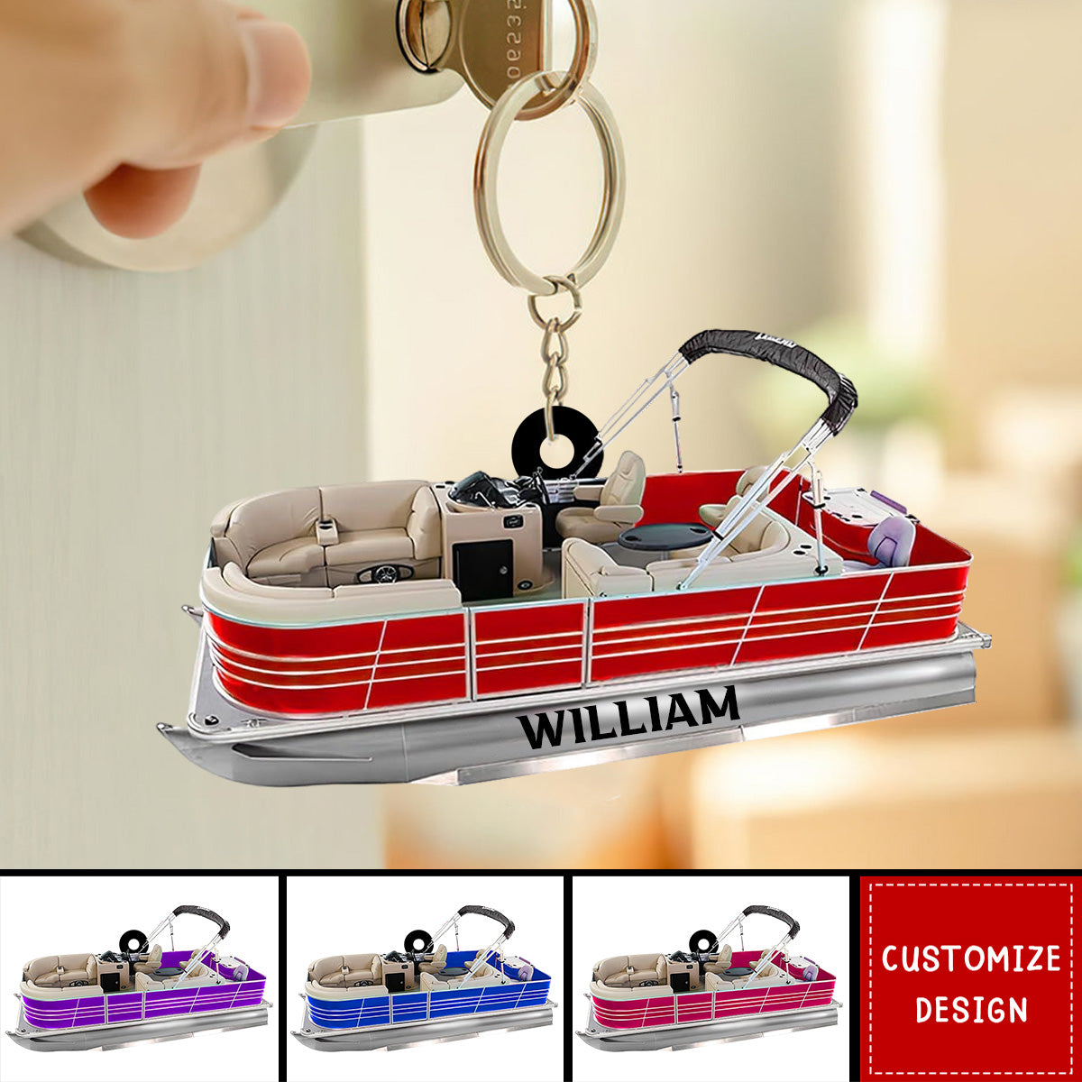 Personalized Pontoon Boat Acrylic Keychain - 2024 New Release