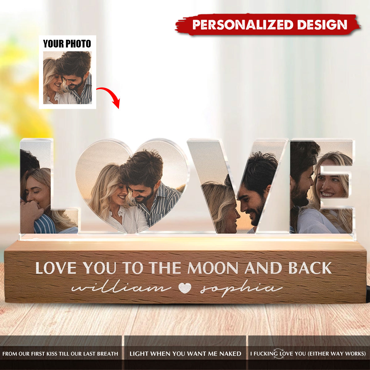 Love You To The Moon And Back-Personalized Photo LED Night Light-Gift For Couple